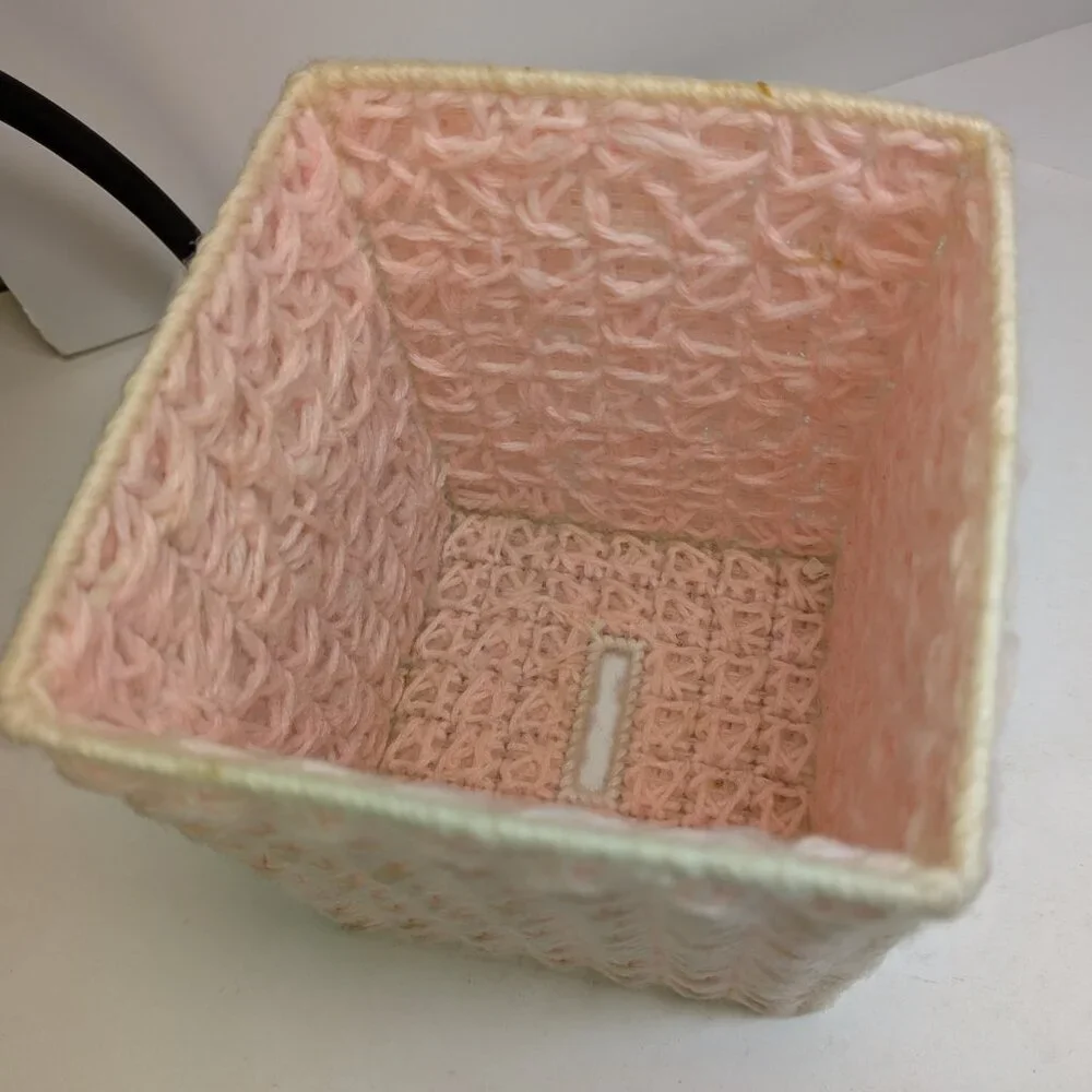Vintage Pink plastic canvas tissue box cover